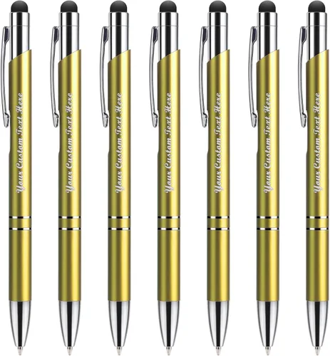 Miniatura 9 de Bolígrafos personalizados con lápiz capacitivo, bolígrafos metálicos personalizados con nombre impreso con tinta negra, grabado con logotipo