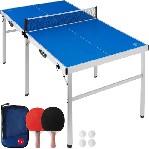 Miniatura 10 de Best Choice Products Mesa de ping pong portátil, de tamaño mediano, plegable, para interiores y exteriores, con 2 paletas, 4 pelotas incluidas