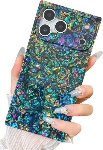 Miniatura 29 de Funda compatible con iPhone 14 Pro con borde rectangular, bonita funda protectora de lujo con pintura al óleo y flores para mujeres y niñas, funda
