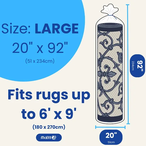 Miniatura 3 de Bolsa de almacenamiento de alfombras y lazo con cremallera, sin agujeros de ventilación, tamaño grande para alfombras de hasta 6 x 9 pies, protege