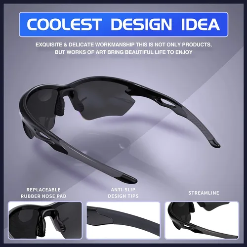 Miniatura 4 de DEAFRAIN Gafas de sol deportivas polarizadas para hombres y mujeres, ciclismo, correr, pesca, TR90, marco irrompible, protección UV Blanco