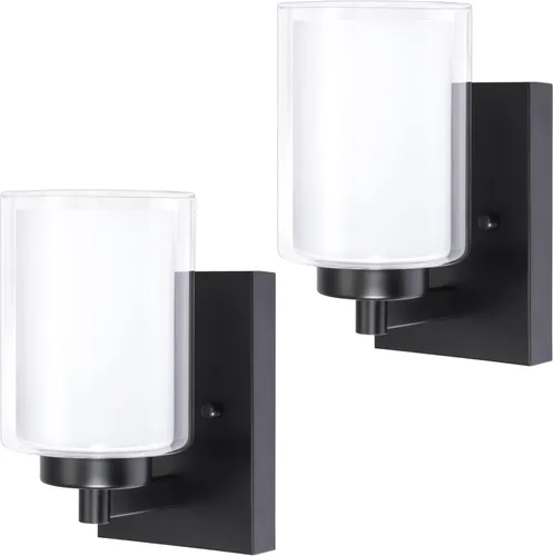 Miniatura 9 de Pia Ricco Juego de 2 apliques de pared, lámparas de pared con interruptor para dormitorio, modernas lámparas de baño con pantalla de vidrio Bronce
