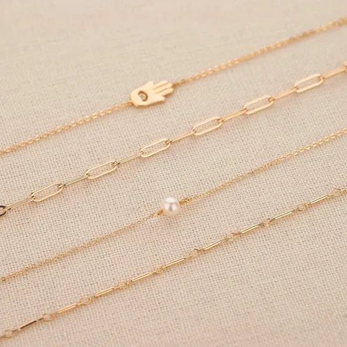 Miniatura 6 de Pulsera de cadena LOYATA de oro de 14 quilates, regalo de joyería simple y delicada para mujeres
