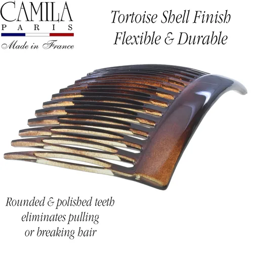 Miniatura 4 de Camila Paris CP3876 - Peineta lateral francesa pequeña, curva, con caparazón de tortuga, peines decorativos para recogido francés, pinzas de cabello