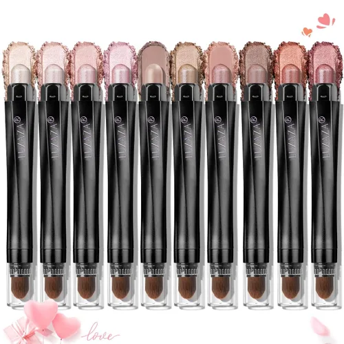 10 barras de sombra de ojos, brillo y neutro, color rosa champán, metálico, lápiz de sombra de ojos color crema con resistente a las manchas y al
