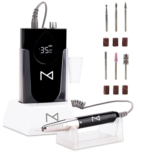 Miniatura 11 de M Max - Taladro de uñas profesional - Lima de uñas con motor sin escobillas 2 en 1 - Eléctrica, inalámbrica, carcasa de aleación de aluminio, 35000