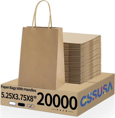 Miniatura 16 de GSSUSA Bolsas de regalo de papel de 5.25 x 3.75 x 8 pulgadas, paquete de 20000 bolsas de regalo para el día de San Valentín con asas, bolsa de papel