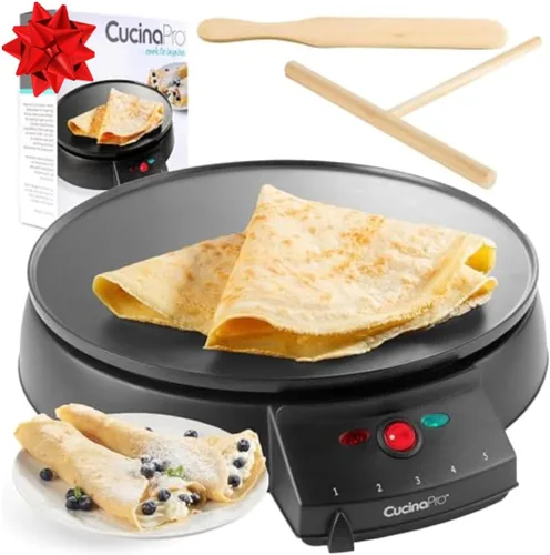 Miniatura 5 de Plancha para crepes de 12 pulgadas, sartén eléctrica antiadherente para crepas con esparcidor de masa y guía de recetas, plato caliente de doble uso