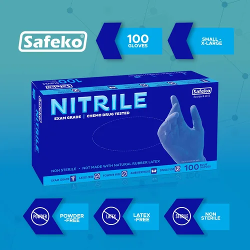 Miniatura 3 de Guantes azules del nitrilo de 4 mil, guantes del examen médico, guantes disponibles de la limpieza