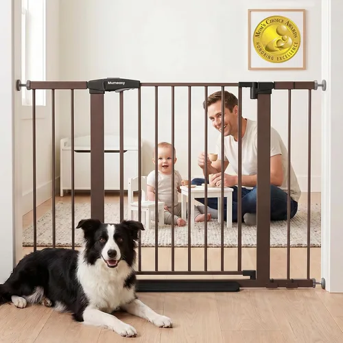 Miniatura 15 de Mumeasy Puerta de bebé de 29.7-46 pulgadas para escaleras, puerta de perro montada a presión para puertas, puerta de cierre automático a través