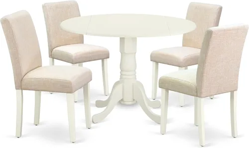 Miniatura 16 de East West Furniture DLAB3-BLK-06 - Juego de comedor de 3 piezas para espacios pequeños, contiene una mesa de comedor redonda con Dropleaf y 2 sillas