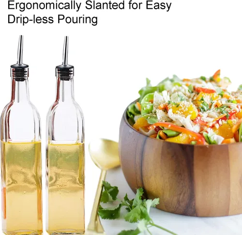 Miniatura 4 de LanMa Boquilla para botella de acero inoxidable para verter licor, vinagre, jarabe o aceites con embudos de acero inoxidable (2 unidades)