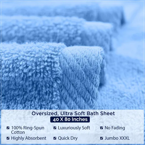 Miniatura 139 de DAN RIVER Paquete de 2 sábanas de baño de 35x70 pulgadas, sábanas de baño jumbo acanaladas para adultos, toallas grandes gruesas y absorbentes