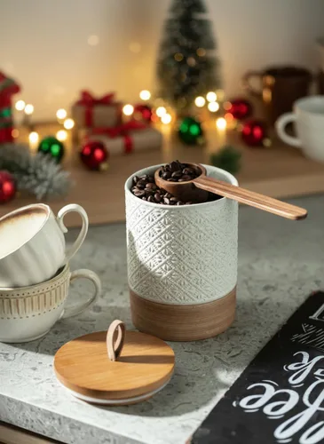 Miniatura 2 de Miamolo Tarro grande con tapa, recipiente de café de cerámica, tarros de almacenamiento de alimentos de cocina con tapas herméticas para especias