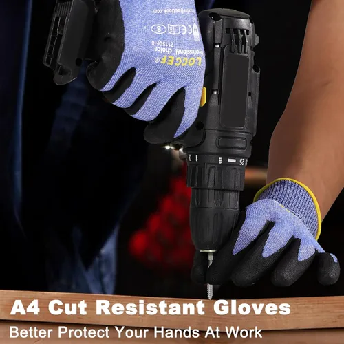 Miniatura 6 de LOCCEF 3 pares de guantes de trabajo de seguridad, compatibles con pantalla táctil, destreza superior, guantes de trabajo resistentes a cortes