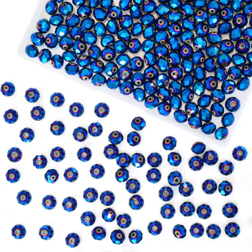 Miniatura 59 de 800 cuentas redondas de cristal de 0.236/0.396/0.394 pulgadas para joyas de bricolaje, ideales para pulseras, collares, colgantes y proyectos