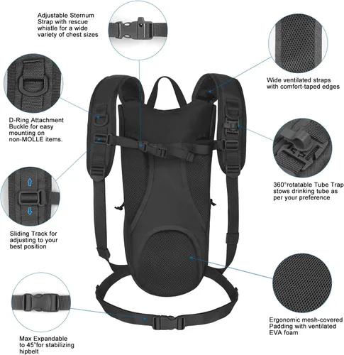 Miniatura 3 de Unigear Mochilas Tácticas de Hidratación 1050D con Vejiga de Agua de 3L, Paquete de Aislamiento Térmico Mantiene el Líquido Fresco hasta por 4 Horas
