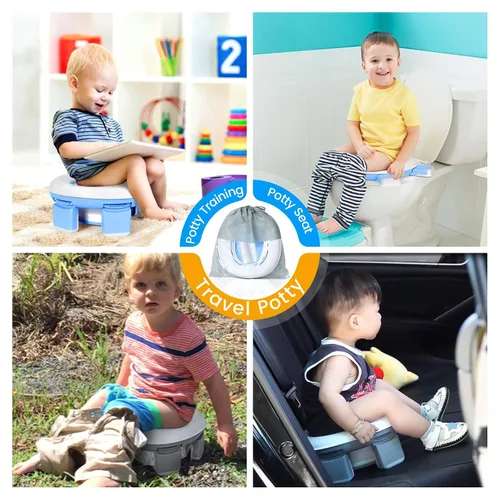 Miniatura 5 de Orzbow Inodoro portátil de entrenamiento para ir al baño, asiento de viaje para niños y niñas con protector contra salpicaduras, artículos Azul