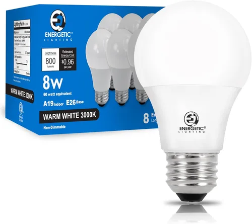 Miniatura 11 de Bombillas Energetic Light Equivalentes a 60 Vatios, Bombillas LED de Luz Diurna A19, 15000 Horas Base E26, Bombilla de 8W 800LM 5000K, Certificado