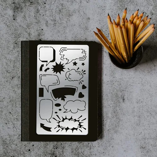 Miniatura 6 de BENECREAT Plantilla de plantilla de cómic – Cuadro de diálogo 4 x 7 Plantillas de patrón para álbumes de recortes, diario, arte, proyectos