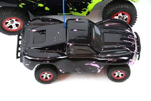 Miniatura 4 de SummitLink Reemplazo de cuerpo personalizado compatible con color rosa fangoso sobre negro para automóvil o camión RC escala 1/16