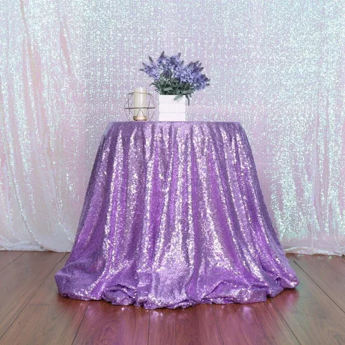 Miniatura 30 de PartyDelight Mantel de lentejuelas redondo de 50 pulgadas, color dorado claro, adorno de mesa para decoración de bodas, fiestas, cumpleaños