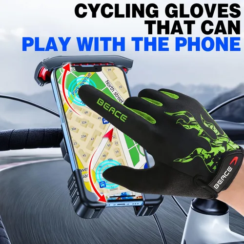 Miniatura 25 de BEACE Guantes de ciclismo para hombres y mujeres, guantes de ciclismo de montaña con pantalla táctil y palma de silicona antideslizante, guantes