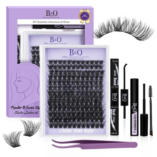 Miniatura 16 de B&Qaugen Racimos de Pestañas 156PCS Kit de Racimos de Pestañas B01+B02+B19 Kit de Extensión de Pestañas DIY Kit de Extensión de Pestañas 8-18mm