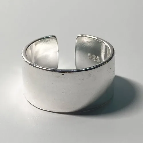 Miniatura 11 de Anillos de banda ancha de plata de ley 925 vintage hechos a mano para mujeres/hombres, anillo ajustable para el pulgar