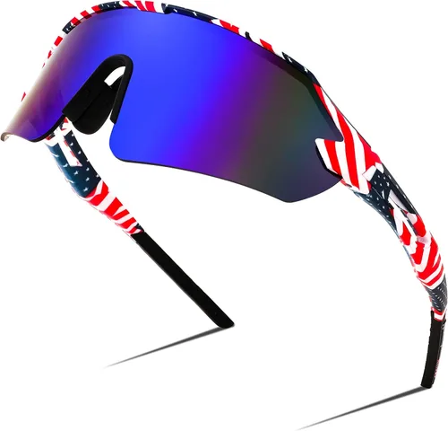 FEISEDY Gafas de sol deportivas para hombres y mujeres, protección UV400 al aire libre, ciclismo, conducción, pesca, B2987 001 Estrellas & Rayas