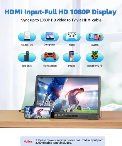 Miniatura 4 de Desobry Televisor portátil de 18.2 pulgadas con antena, TV LED 1080P con entrada HDMI/entrada de V/puerto USB, TV pequeña para cocina, campamento