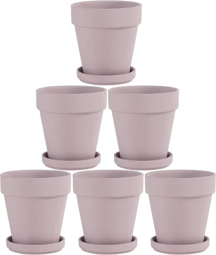 Miniatura 9 de Macetas de terracota con platillo, paquete de 6 macetas pequeñas de cerámica de arcilla de terracota de 4 pulgadas, ideal para cactus y suculentas