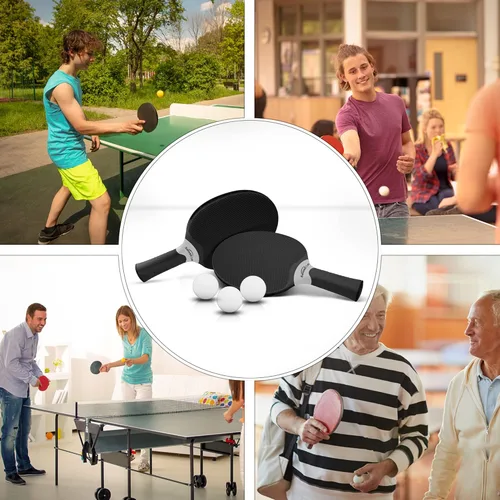 Miniatura 8 de Set de raquetas de tenis de mesa Senston, raqueta de tenis de mesa profesional con 3 bolas, juego de paletas de ping pong de goma compuesta Negro
