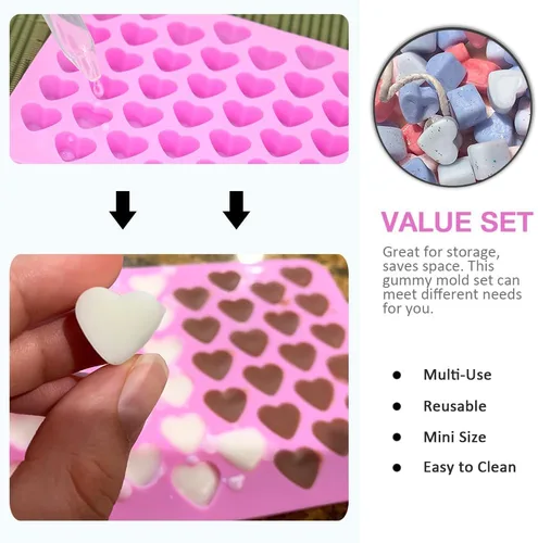 Miniatura 5 de 5 moldes de silicona para gomitas con 2 goteros, moldes de silicona para caramelos, fáciles de limpiar, moldes de goma para comestibles