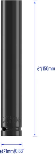 Miniatura 3 de Juego de accesorios para llaves de 1/2" de pulgada, 14mm (9/16") de profundidad, llave de impacto de 6 puntas de 6 pulgadas de longitud y adaptador