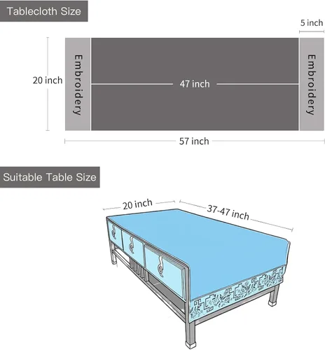 Miniatura 5 de Funda rectangular para mesa de café con flores bordadas. Mantel de mesa de café beige y camino de mesa de té para sala de estar, lavable a máquina