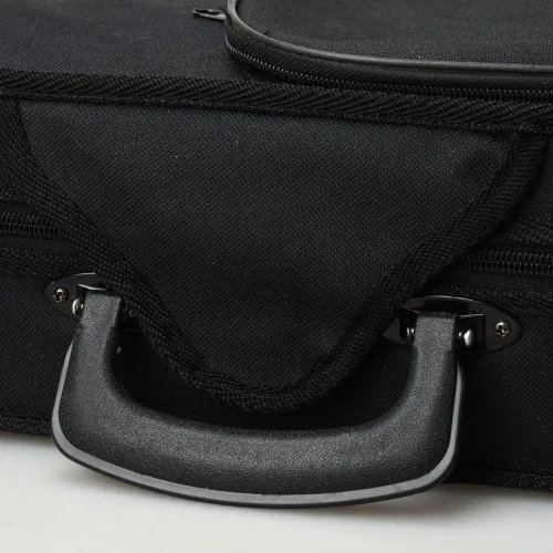 Miniatura 5 de Vasitelan Estuche rígido para violín de tamaño completo 4/4, mochila básica profesional con forma triangular, funda triangular para violín (beige)