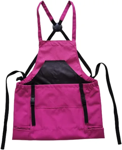 Taoke Delantal de jardinería Oxford impermeable con bolsillos, con correa ajustable y bolsillo para cosecha, regalo para mujeres/hombres Rosa Rojo