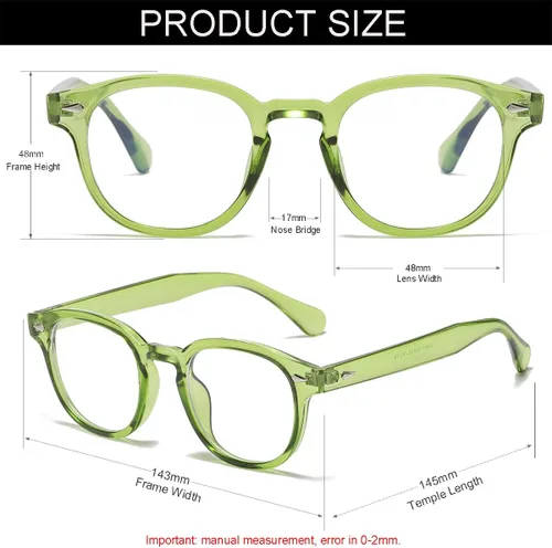 Miniatura 4 de Gafas Retro Redondas de Bloqueo de Luz Azul para Hombres y Mujeres, Montura Vintage sin Prescripción para Lectura de Computadora