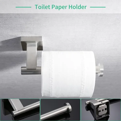 Miniatura 6 de Miyili BS02N5 - Juego de accesorios de baño de 5 piezas para montaje en pared de acero inoxidable cepillado, incluye toallero doble, toallero