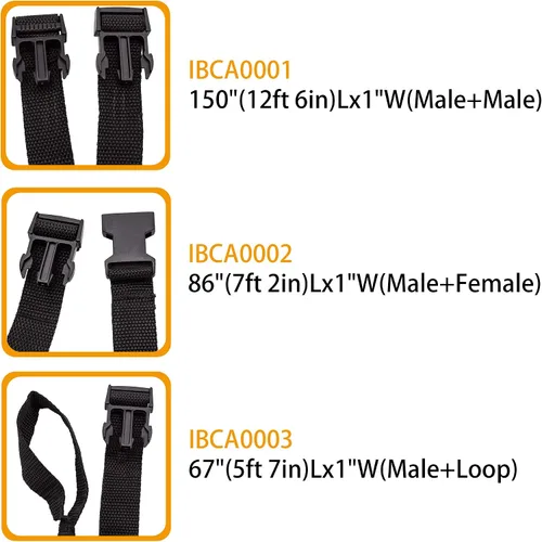 Miniatura 3 de iCOVER IBCA0003 - Correas de amarre ajustables de liberación rápida de 67 pulgadas (5 pies 7 pulgadas) de largo x 1 pulgada de ancho, macho+bucle, 6