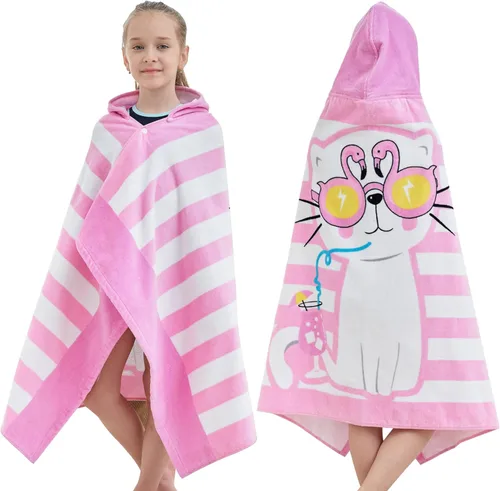 Miniatura 29 de Toallas de baño para niños, toallas para niños y niñas con capucha para playa, baño, piscina, toallas de natación de 30 × 50 PULGADAS de gran Alce