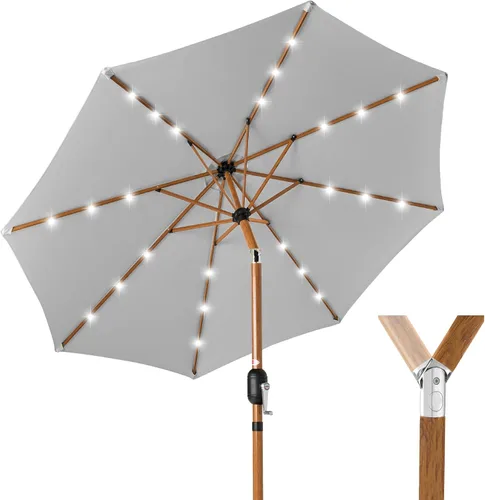 Miniatura 50 de Best Choice Products Solar Polyester LED Lighted Patio Umbrella w/Tilt Adjustment and UV-Resistant Fabric Gris niebla