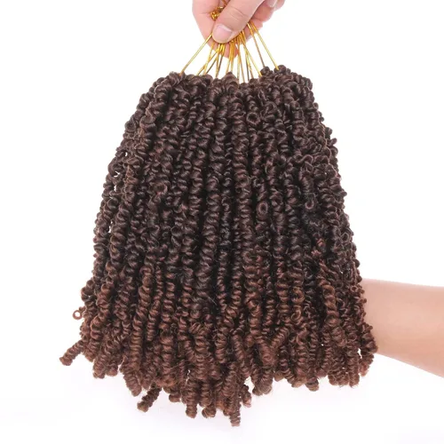 Miniatura 39 de Leeven Cabello de Ganchillo para Mujeres 16 Pulgadas Cabello de Passion Twist Pre-Retorcido 8 Paquetes Ombre Marrón Pre-Enrollado Bomb Crochet #T30