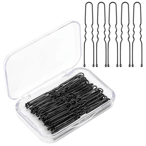 AIEX Kit de 50 horquillas en forma de U, pinzas para el cabello de sujeción segura para mujeres y niñas y peluquería (negro)