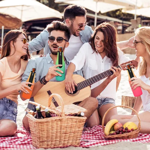 Miniatura 6 de Paquete de 12 fundas enfriadoras para botellas de cerveza, mangas de cerveza con cremallera de neopreno grueso suave aisladas, mantiene la cerveza