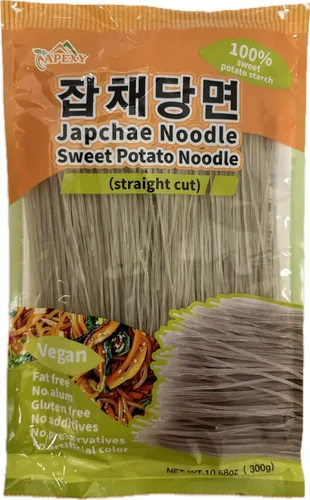 APEXY Fideos de vidrio de batata corte recto, fideos japchae, pasta de fideos coreanos, sin grasa y sin gluten, 100% almidón de batata, sin
