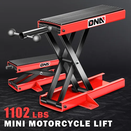 Miniatura 6 de DNA Motoring - Soporte elevador de tijera de acero para moto y ATV, con sillín y almohadilla de goma, 2 en 1, 1100 libras (500 kg), rango