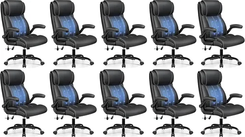 Miniatura 13 de BESTFAIR Silla de Oficina Ergonómica - Silla de Escritorio para Computadora, Sillas Ejecutivas de Cuero con Respaldo Alto, Soporte Lumbar Ajustable