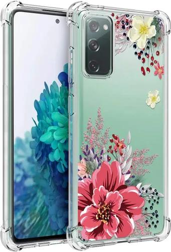 Miniatura 11 de Osophter funda flexible para Samsung Galaxy S20 FE 5G, diseño floral, para niñas y mujeres, absorción de golpes, de goma de poliuretano termoplástico
